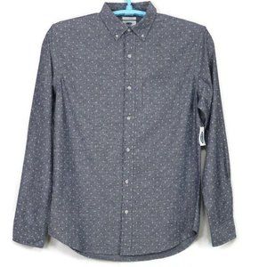 Old Navy Slim Fit Shirt Chambray Blue Floral Long Sleeve M Medium‎